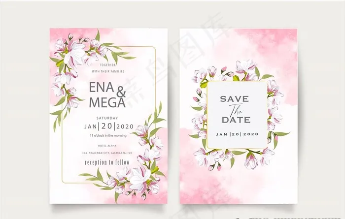 婚礼请柬图片ai矢量模版下载