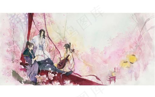 古装帅哥美女插画图片