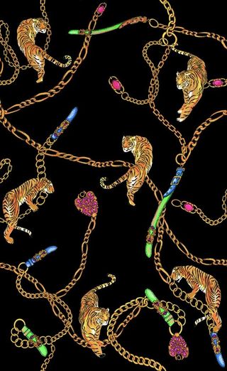 大牌 数码印花 虎  链条图片