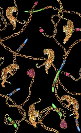 大牌 数码印花 虎  链条图片