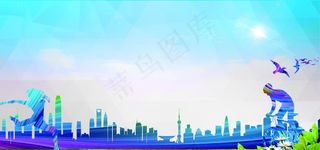 蓝色展板背景图片