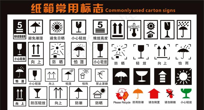 纸箱常用标志1图片cdr矢量模版下载