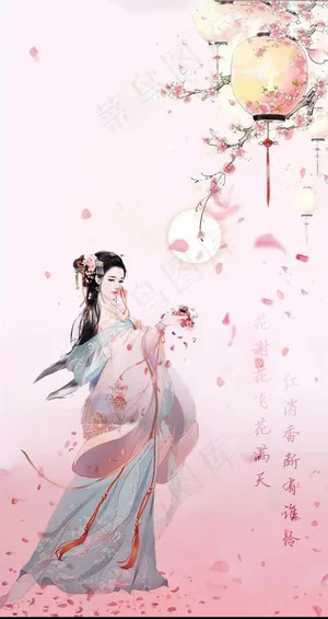 古代女子唯美插画图片