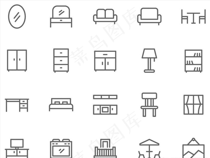 线性家具图标图片ai矢量模版下载