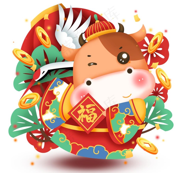 2021 金牛送福 牛年图片psd模版下载