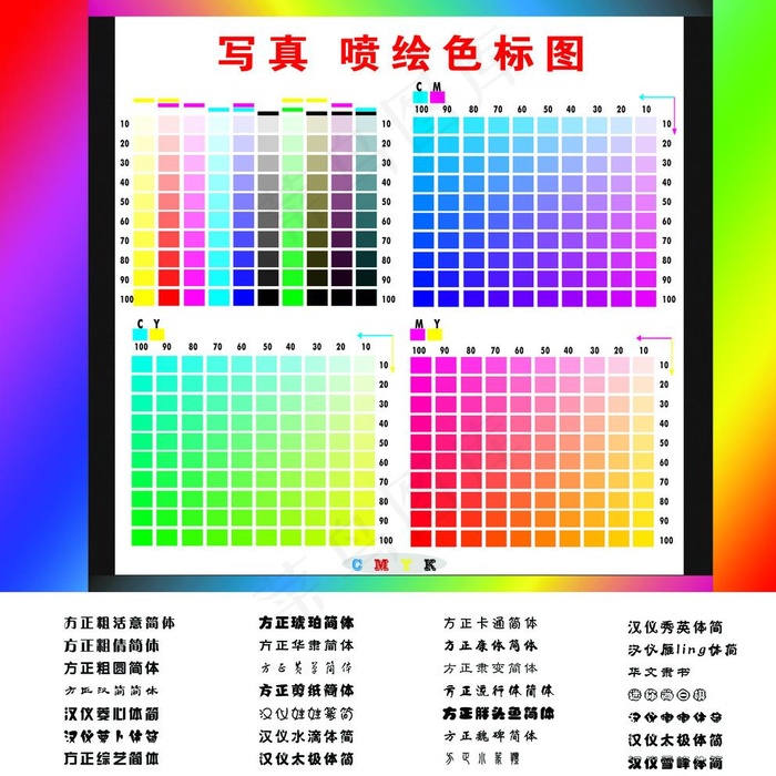 CMYK色值表图片(3937X3937(DPI:100))psd模版下载