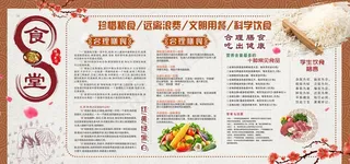 食堂文化古风宣传展板素材图片