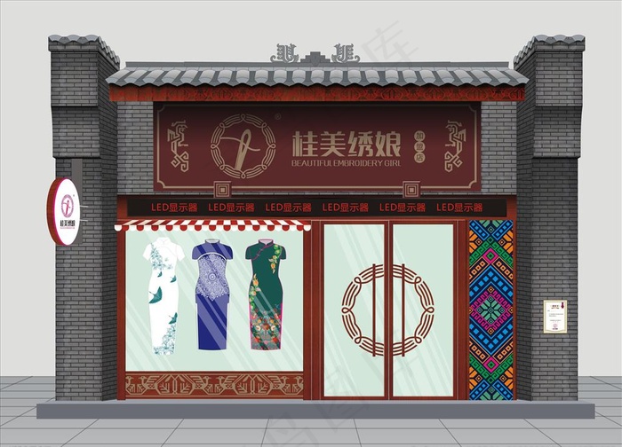 民族风格服装店面门头设计图片cdr矢量模版下载