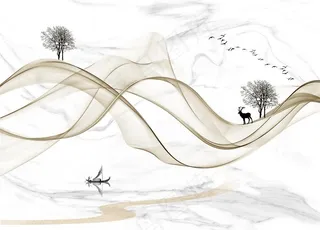 中式抽象山水画图片