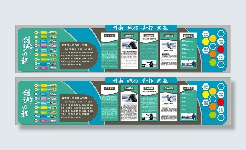 企业文化墙图片(6600X1500)cdr矢量模版下载