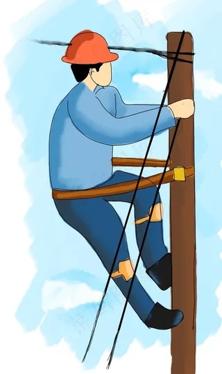 高空作业 手绘图片