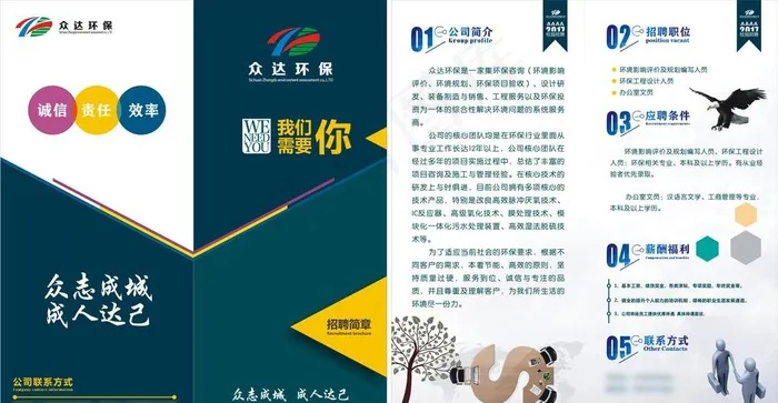 环保招聘折页图片cdr矢量模版下载