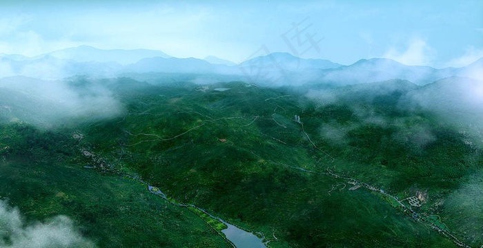 旅游区景观鸟瞰图图片