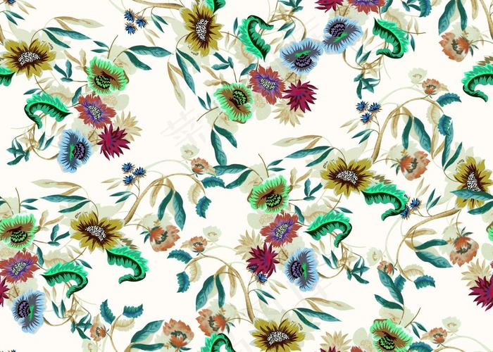 大牌 方巾 数码印花 小碎花图片