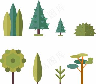 树 植物 花 草 扁平化图片