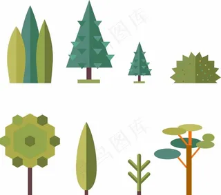 树 植物 花 草 扁平化图片