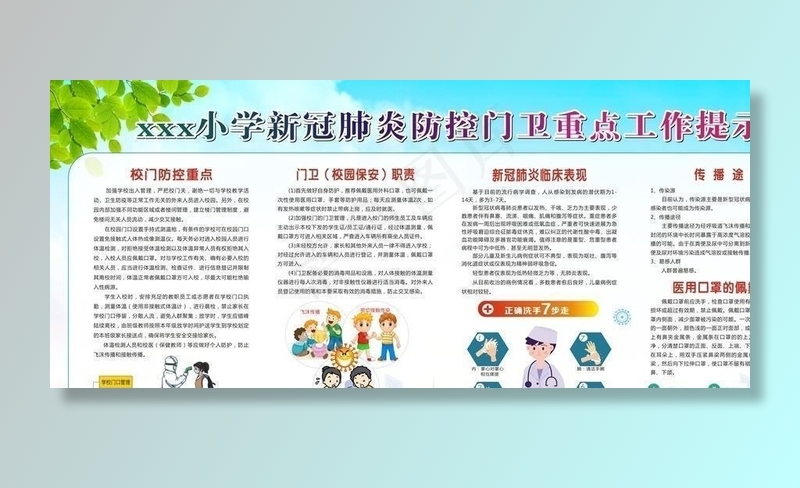 新冠肺炎防控门卫重点工作提示图片(2180X1180)cdr矢量模版下载
