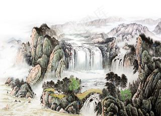 新中式国画电视背景墙图片