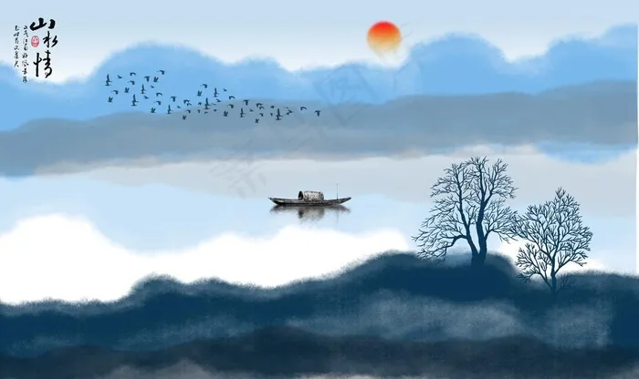 山水画图片(9068X5667(DPI:72))psd模版下载
