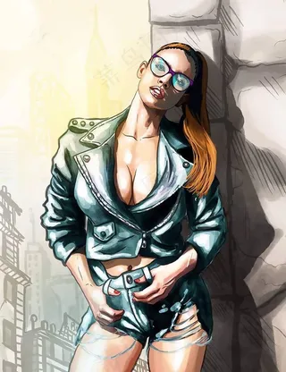 卡通健身美女漫画素材图片