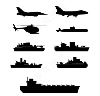 飞机船剪影图片