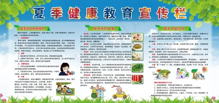 夏季健康教育宣传栏图片(7087X3543(DPI:150))psd模版下载