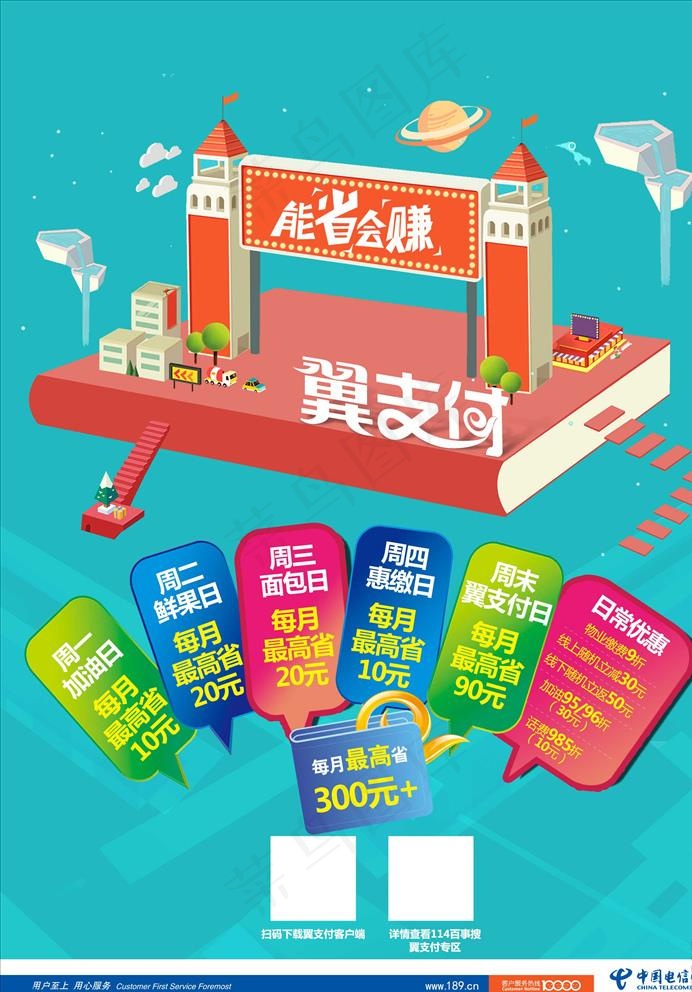 电信翼支付图片(2480X3508(DPI:300))psd模版下载