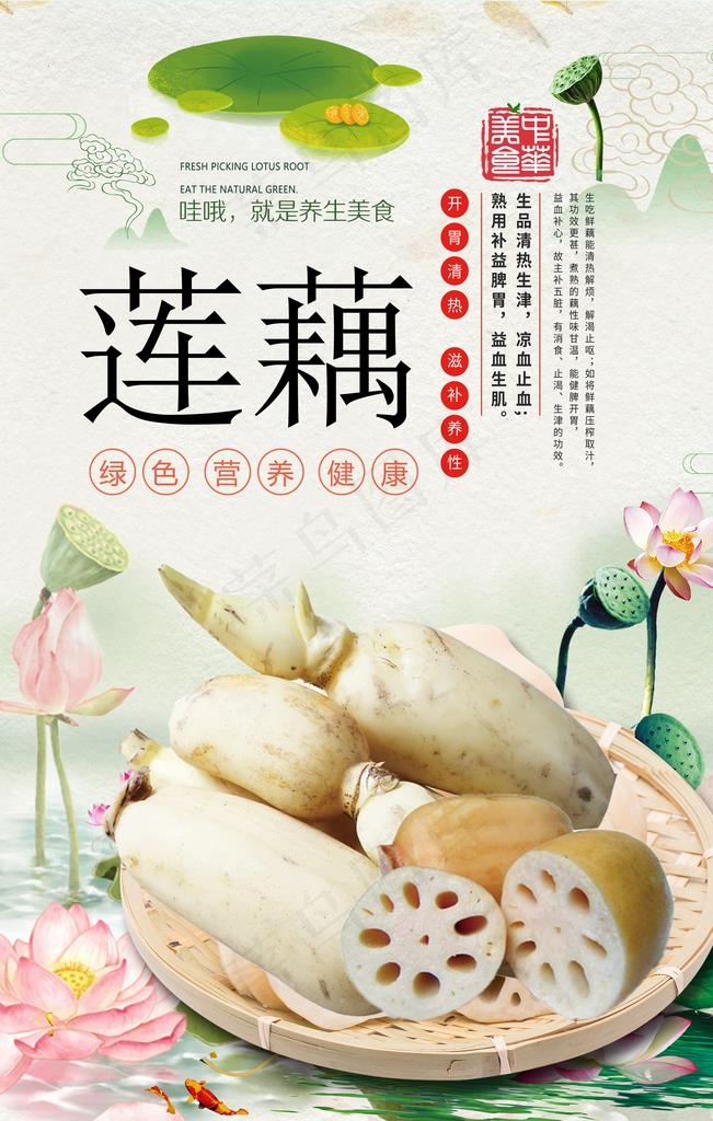 新鲜莲藕海报分层设计图片psd模版下载