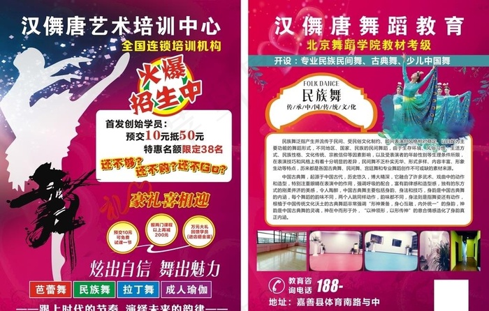 民族舞蹈室DM单页广告招生海报图片