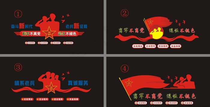 村退役军人服务站背景墙图片cdr矢量模版下载