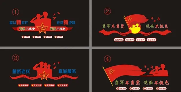 村退役军人服务站背景墙图片