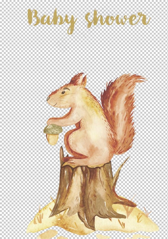 秋季森系水彩动物插画图片