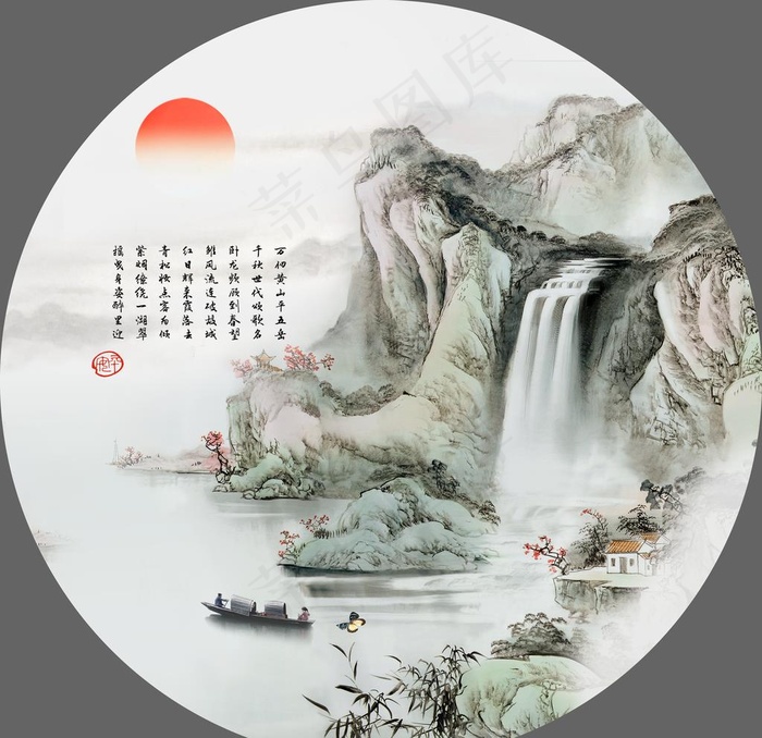 新中式圆形装饰画图片