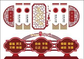 廉洁文化墙 核心价值观图片