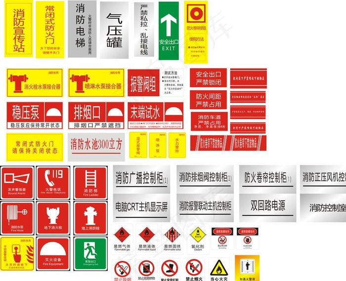 消防标识图片cdr矢量模版下载