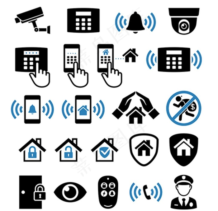 监控报警图标图片cdr矢量模版下载