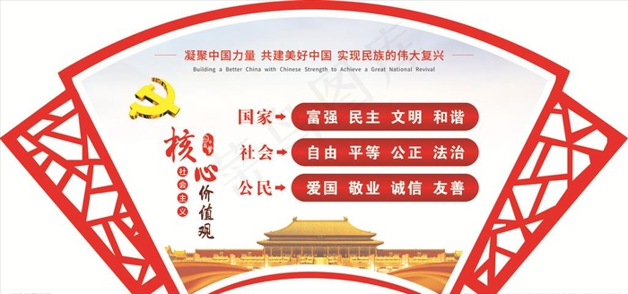 扇形核心价值观图片(210X297)cdr矢量模版下载