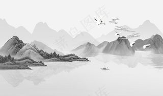 中式水墨山水画图片