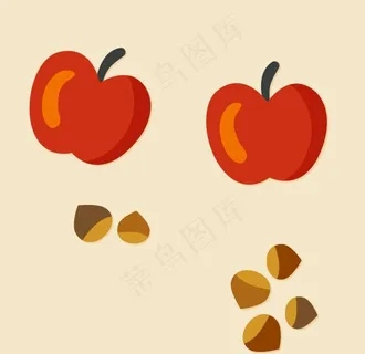 苹果坚果矢量素材图片
