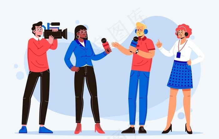 扁平化新闻记者人物插画设计图片