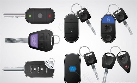 车钥匙和遥控器矢量素材图片