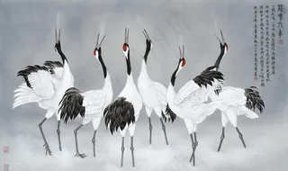 仙鹤群装饰图片