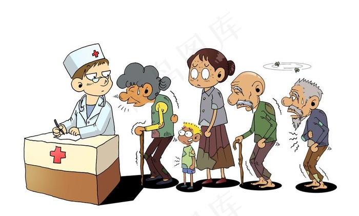 看病漫画图片psd模版下载