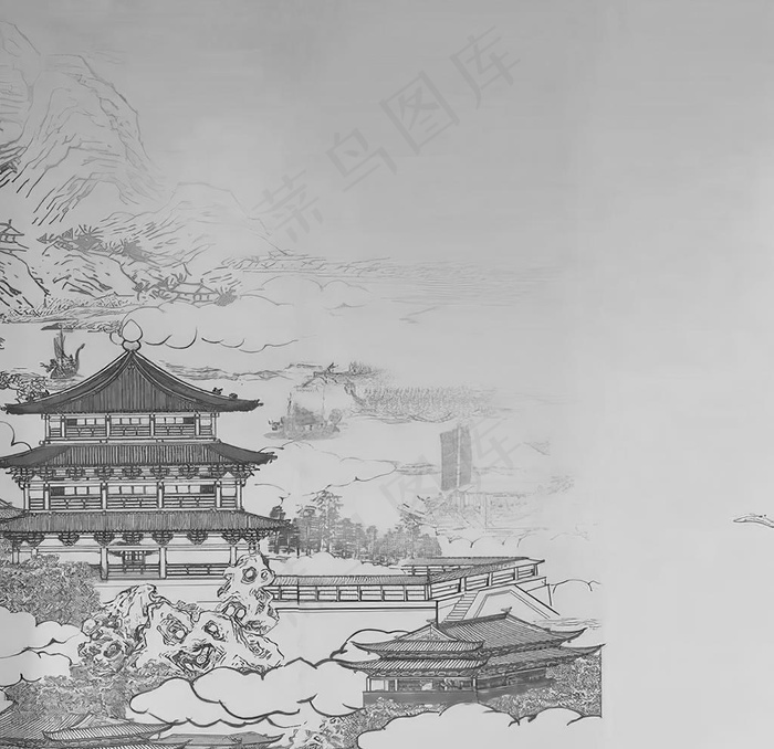 阁楼山水图片