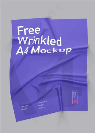 A4纸张褶皱样机图片