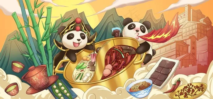 火锅美食插画图片(4724X2362(DPI:200))psd模版下载