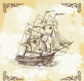 帆船手绘图图片