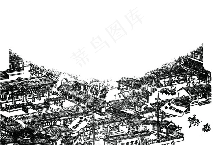 古镇图片ai矢量模版下载