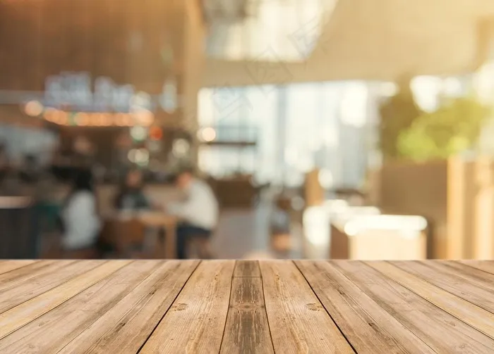 木板空-桌子顶-模糊背景图片