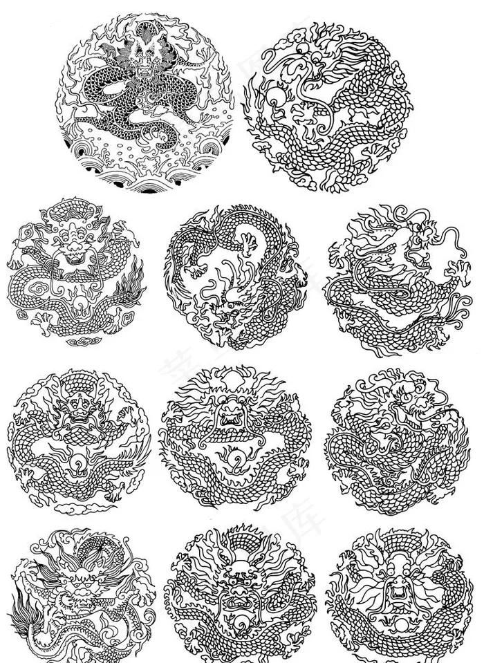 团龙图案图片psd模版下载